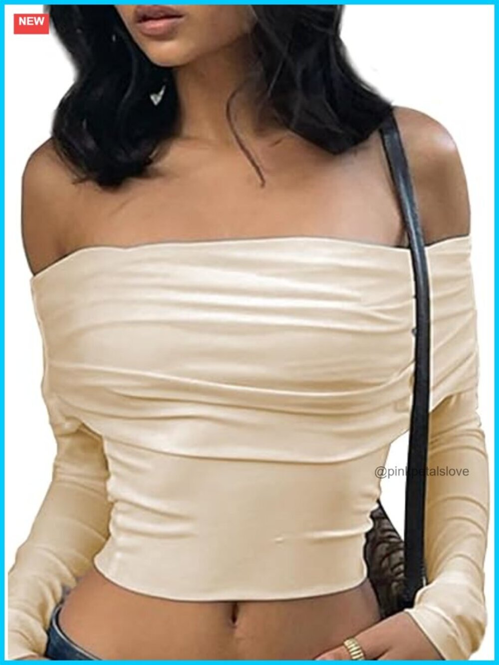 Women's Off Shoulder Long Sleeve Crop Top Going Out T-Shirt